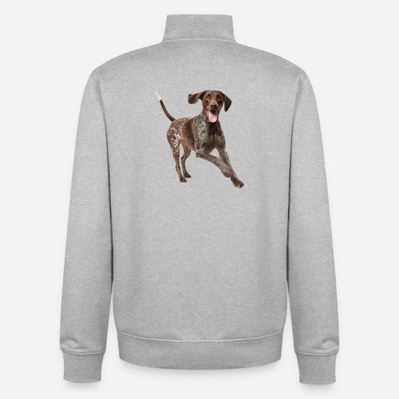 German Shorthaired Pointer Deutsch Kurzhaar - Unisex Organic Zip Sweatshirt von Stanley/Stella - Grau meliert