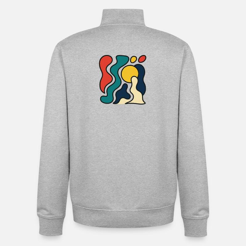Abstraktes Design mit gelber Sonne - Unisex Organic Zip Sweatshirt von Stanley/Stella - Grau meliert