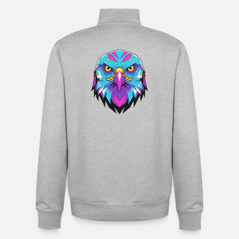 Geometric eagle in neon style - Unisex Organic Zip Sweatshirt by Stanley/Stella - heather grey