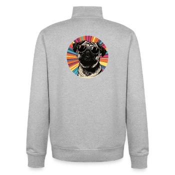 Chien décontracté avec des lunettes de soleil - Sweat zippé unisexe en coton bio Stanley/Stella - gris chiné - Dos - AI Model Male 185 light (185cm)