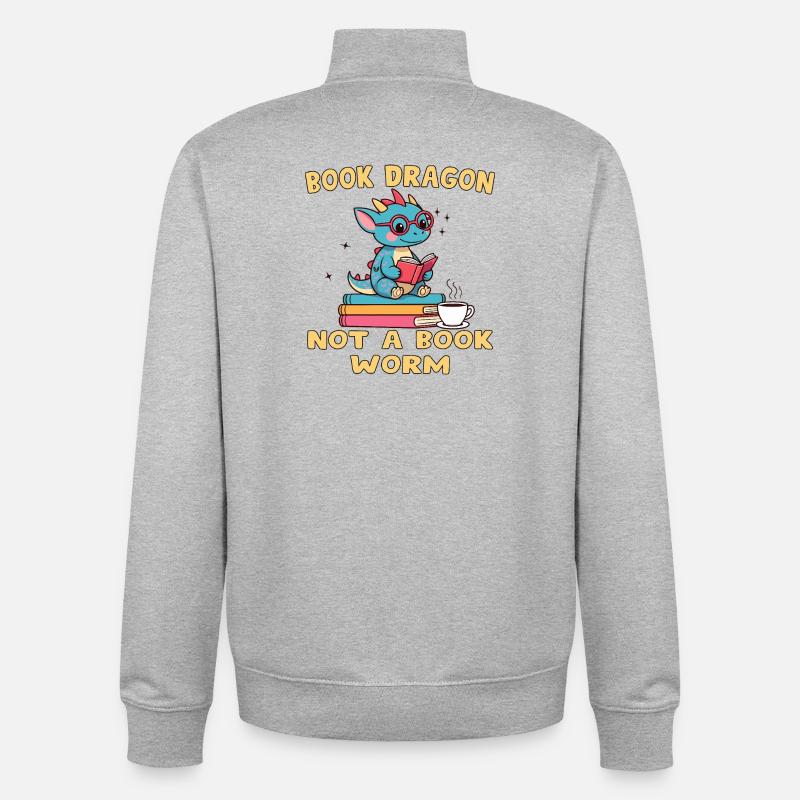 Drache Bibliophile Eule - Unisex Organic Zip Sweatshirt von Stanley/Stella - Grau meliert