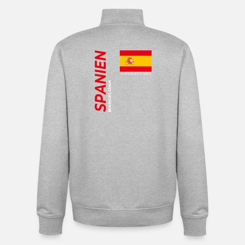 Barcelone - Sweat zippé unisexe en coton bio Stanley/Stella - gris chiné