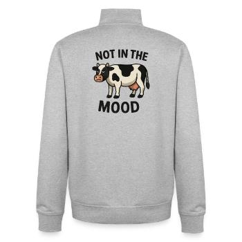 Kuh mit genervtem Gesicht und Spruch - Unisex Organic Zip Sweatshirt von Stanley/Stella - Grau meliert - Hinten - AI Model Male 185 light (185cm)