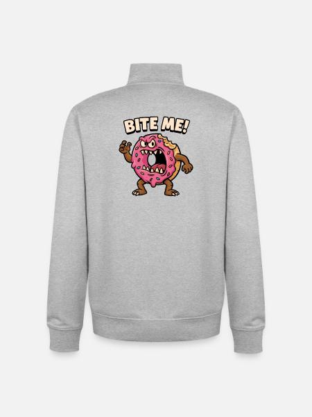 Aggressiver Donut Monster Design - Unisex Organic Zip Sweatshirt von Stanley/Stella - Grau meliert