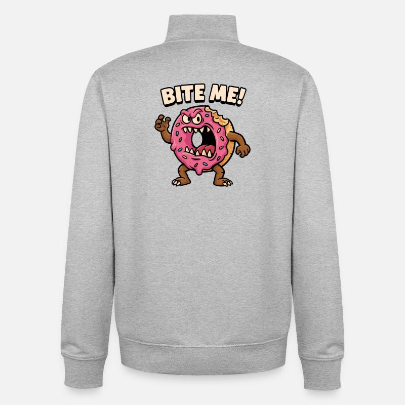 Aggressiver Donut Monster Design - Unisex Organic Zip Sweatshirt von Stanley/Stella - Grau meliert