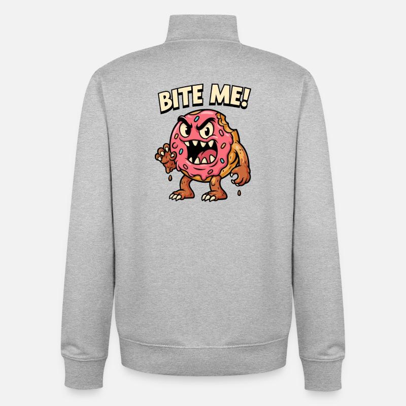 Illustration de monstre de beignet vif - Sweat zippé unisexe en coton bio Stanley/Stella - gris chiné