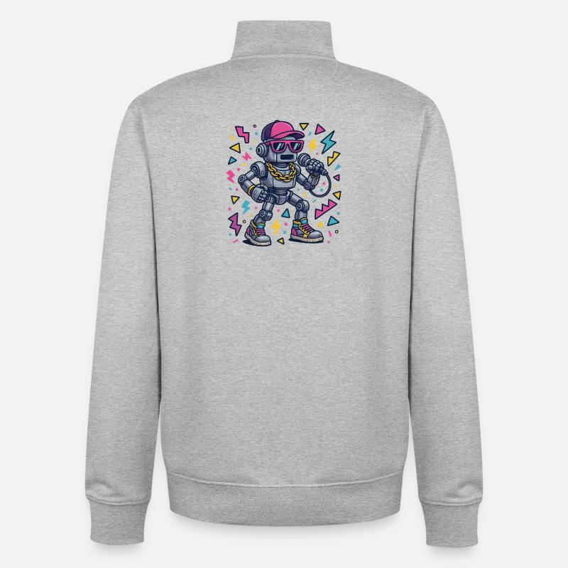 Roboter mit Hip-Hop Style und Farbdesign - Unisex Organic Zip Sweatshirt von Stanley/Stella - Grau meliert