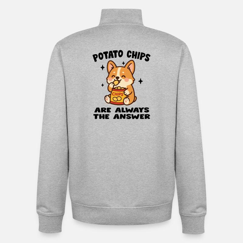 Chiot Cute Mangeur de Chips - Sweat zippé unisexe en coton bio Stanley/Stella - gris chiné