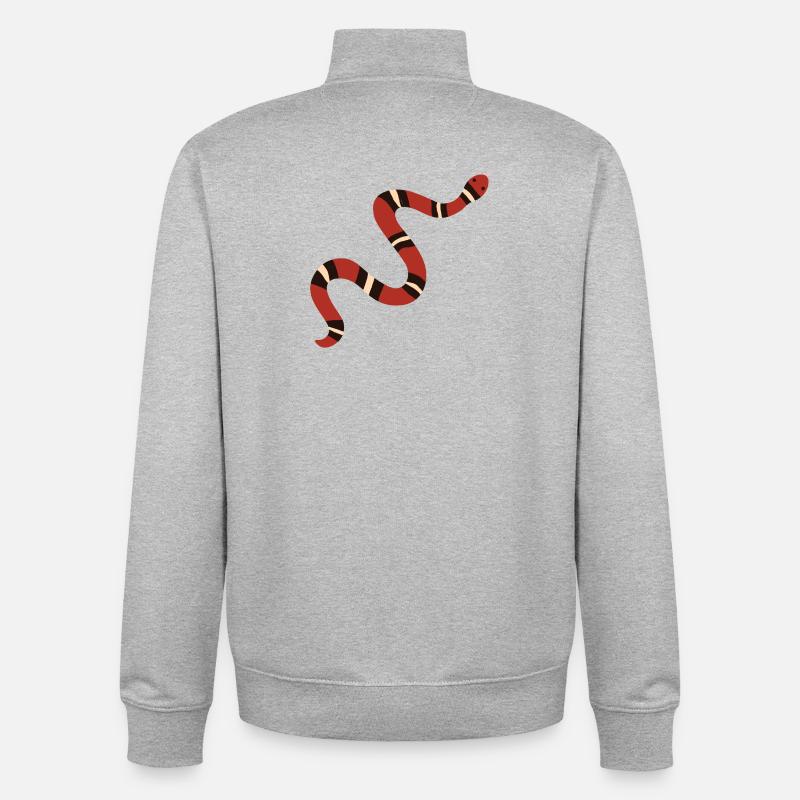 Illustration de serpent royal rouillé - Sweat zippé unisexe en coton bio Stanley/Stella - gris chiné