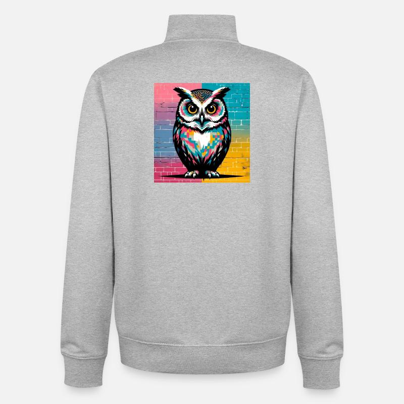 Eule - Unisex Organic Zip Sweatshirt von Stanley/Stella - Grau meliert