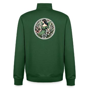 Illustration de fée de la forêt enchantée - Sweat zippé unisexe en coton bio Stanley/Stella - vert bouteille - Dos - AI Model Male 185 dark (185cm)