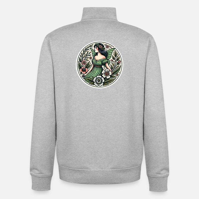 Verzauberte Waldfee Illustration - Unisex Organic Zip Sweatshirt von Stanley/Stella - Grau meliert