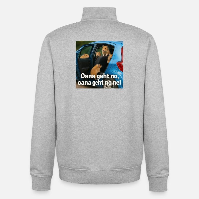 Hamsterabenteuer_im_blauen_Auto - Unisex Organic Zip Sweatshirt von Stanley/Stella - Grau meliert