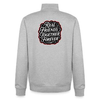 Real friends forever - Unisex Organic Zip Sweatshirt by Stanley/Stella - heather grey - Back - AI Model Male 185 light (185cm)