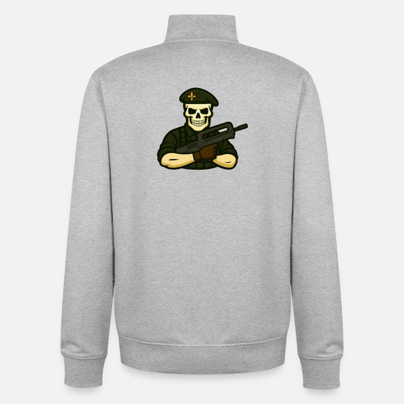 Foreign Skull-dier - Sweat zippé unisexe en coton bio Stanley/Stella - gris chiné