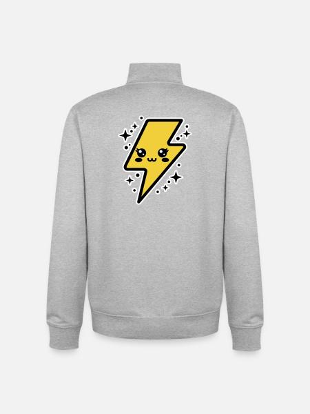 Entzückender Blitz mit Kawaii-Gesicht - Unisex Organic Zip Sweatshirt von Stanley/Stella - Grau meliert