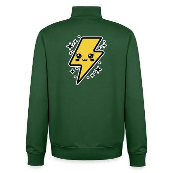 Adorable lightning bolt with kawaii face - Unisex Organic Zip Sweatshirt by Stanley/Stella - bottle green - Back - AI Model Male 185 dark (185cm)
