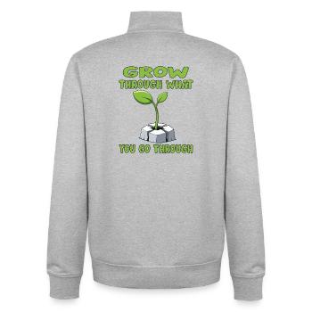 Wachstum eines grünen und motorischen Sprosses - Unisex Organic Zip Sweatshirt von Stanley/Stella - Grau meliert - Hinten - AI Model Male 185 light (185cm)