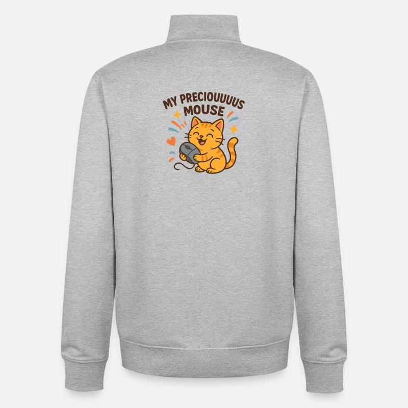 Chat Mignon et Amour pour la Souris - Sweat zippé unisexe en coton bio Stanley/Stella - gris chiné