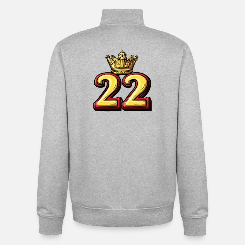 Couronne à 22 chiffres - Sweat zippé unisexe en coton bio Stanley/Stella - gris chiné