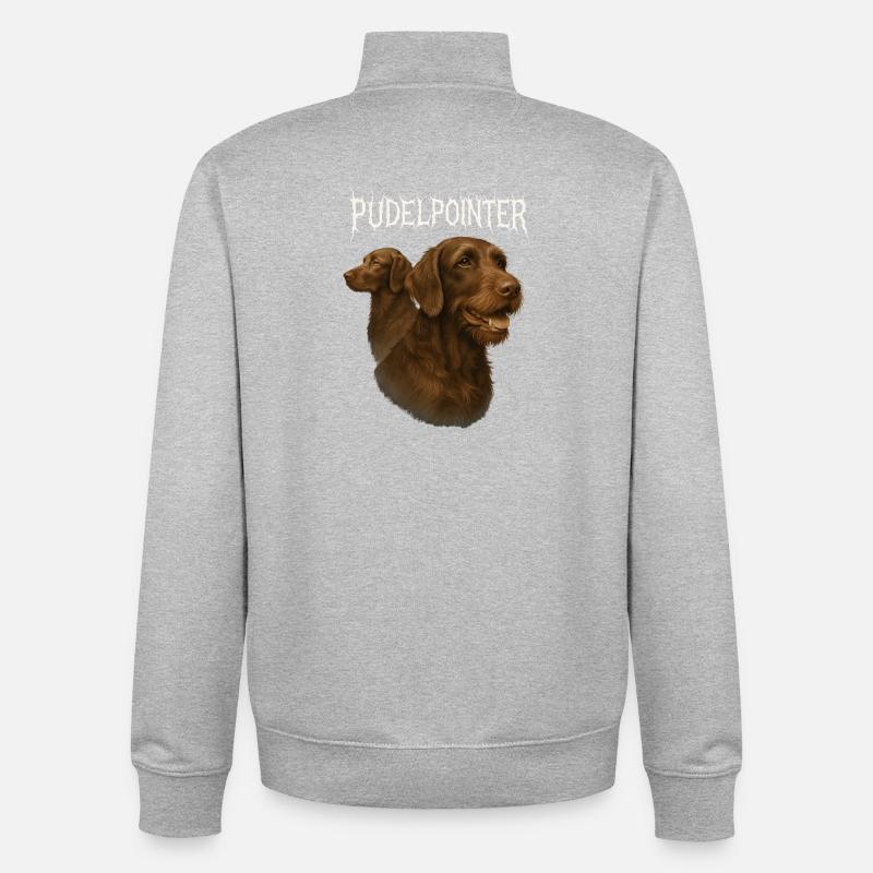 Caniche Pointer - Sweat zippé unisexe en coton bio Stanley/Stella - gris chiné