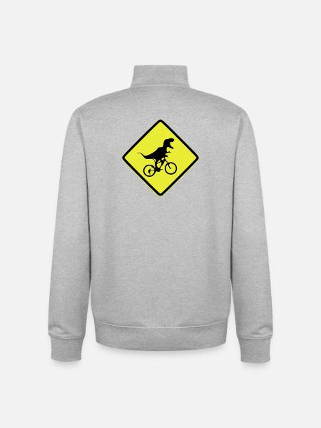 T-Rex Fahrradsignal illustriert - Unisex Organic Zip Sweatshirt von Stanley/Stella - Grau meliert