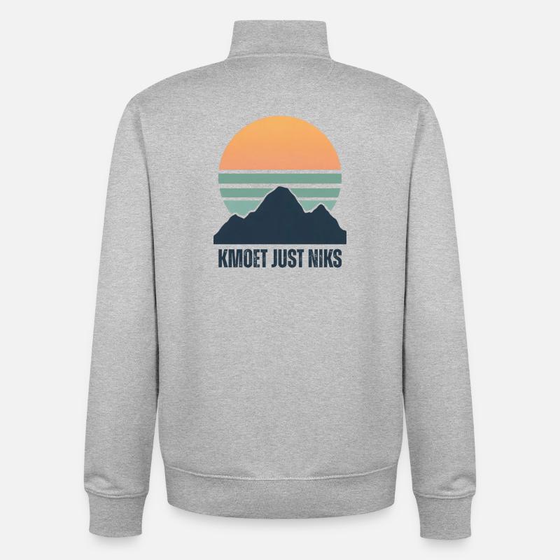 Kmoet just nothing, Antwerp dialect Shirts - Unisex Organic Zip Sweatshirt by Stanley/Stella - heather grey
