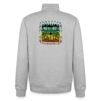 Design de motivation Unity avec des couleurs Reggae - Sweat zippé unisexe en coton bio Stanley/Stella - gris chiné - Dos - AI Model Male 185 light (185cm)