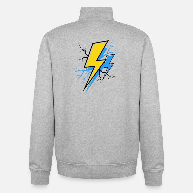 Rayon Bleu Jaune - Sweat zippé unisexe en coton bio Stanley/Stella - gris chiné