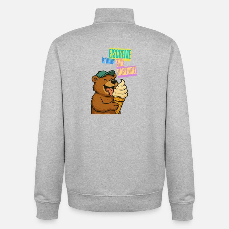 Bär Eiscreme Comic - Unisex Organic Zip Sweatshirt von Stanley/Stella - Grau meliert