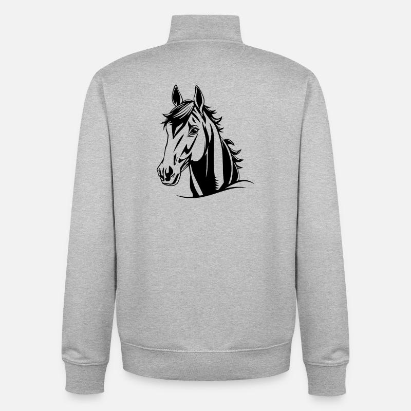Cheval Chevaux Cadeau - Sweat zippé unisexe en coton bio Stanley/Stella - gris chiné