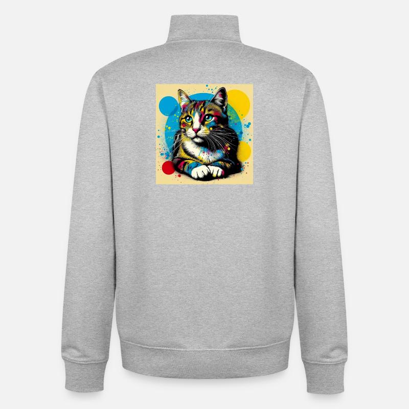 chat - Sweat zippé unisexe en coton bio Stanley/Stella - gris chiné