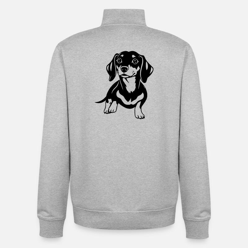 teckel - Sweat zippé unisexe en coton bio Stanley/Stella - gris chiné