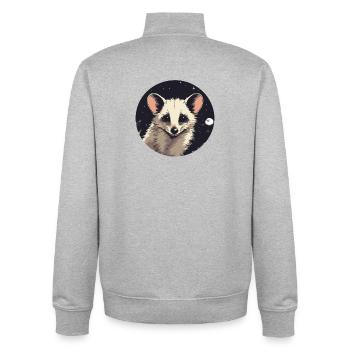 Oppossum im Sternenraum - Unisex Organic Zip Sweatshirt von Stanley/Stella - Grau meliert - Hinten - AI Model Male 185 light (185cm)
