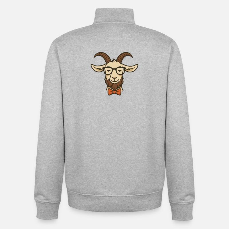 Ziege mit Brille und Fliege - Unisex Organic Zip Sweatshirt von Stanley/Stella - Grau meliert