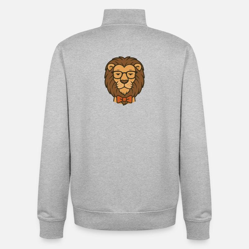 Löwe mit Brille und Fliege - Unisex Organic Zip Sweatshirt von Stanley/Stella - Grau meliert