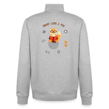 Intelligent comme un renard - Sweat zippé unisexe en coton bio Stanley/Stella - gris chiné - Dos - AI Model Male 185 light (185cm)