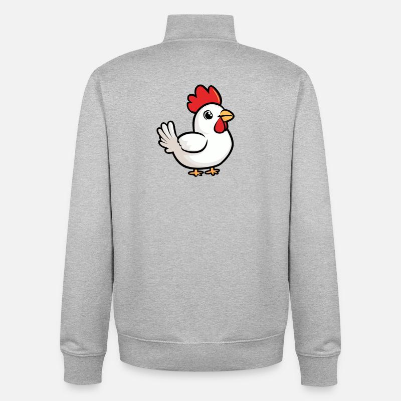 Dessin animé de poulet - Sweat zippé unisexe en coton bio Stanley/Stella - gris chiné