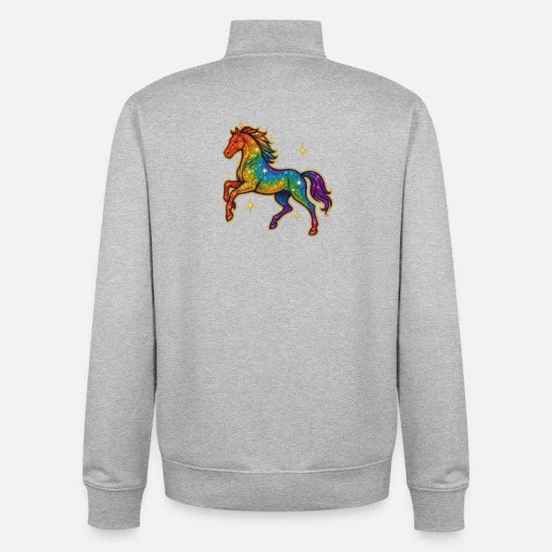 Regenbogen Pferd | Einhorn Glitzertraum - Unisex Organic Zip Sweatshirt von Stanley/Stella - Grau meliert