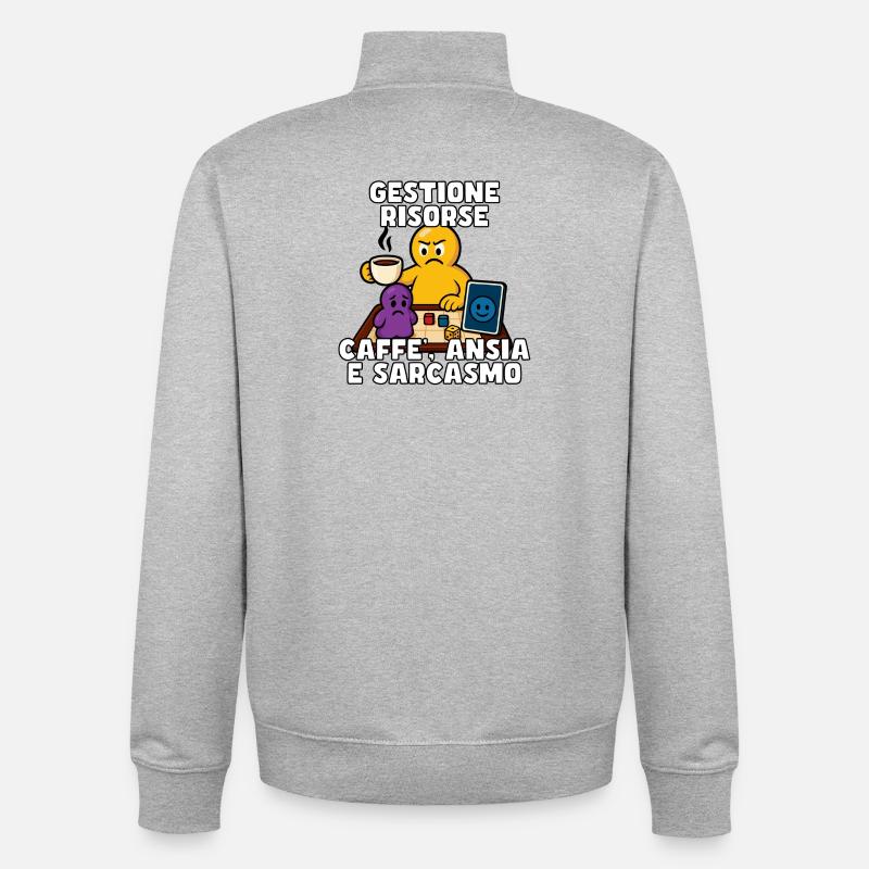 Gestion des ressources : café et anxiété - Sweat zippé unisexe en coton bio Stanley/Stella - gris chiné