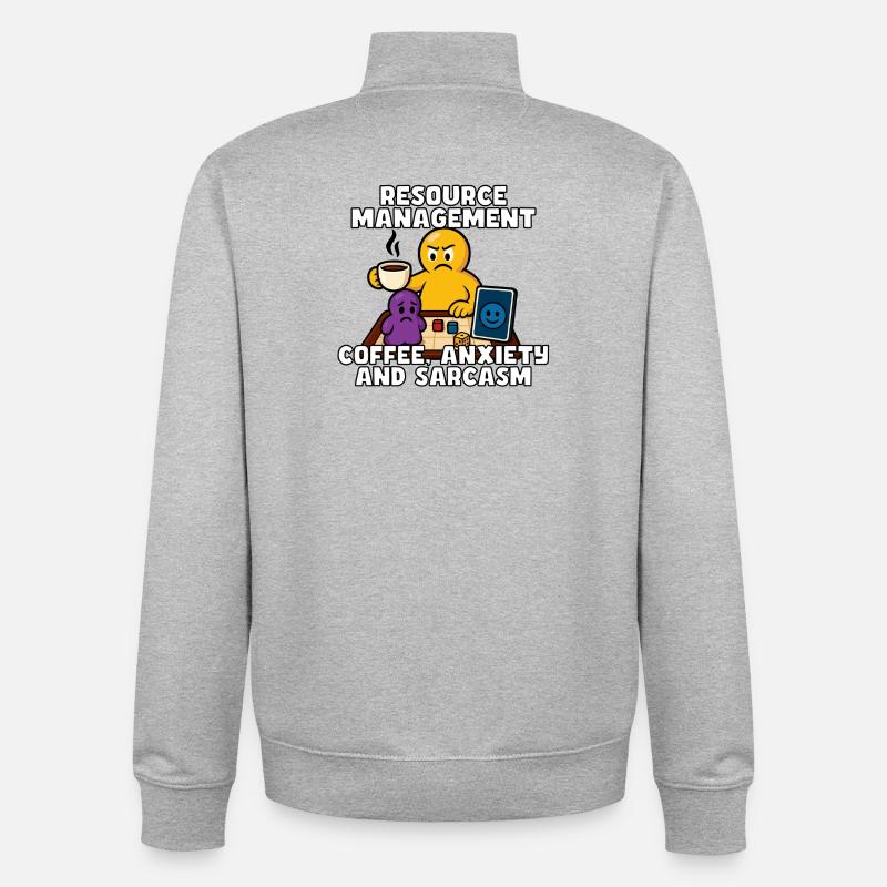 Ressourcenmanagement: Kaffee & Angst - Unisex Organic Zip Sweatshirt von Stanley/Stella - Grau meliert