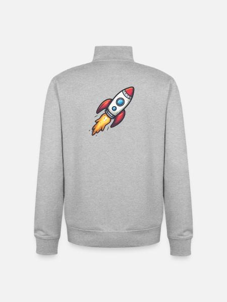 Cartoon Rocket Lightning Force - Unisex Organic Zip Sweatshirt by Stanley/Stella - heather grey