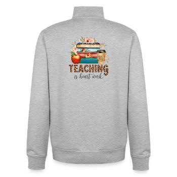Lehre ist Herzensarbeit - Unisex Organic Zip Sweatshirt von Stanley/Stella - Grau meliert - Hinten - AI Model Male 185 light (185cm)