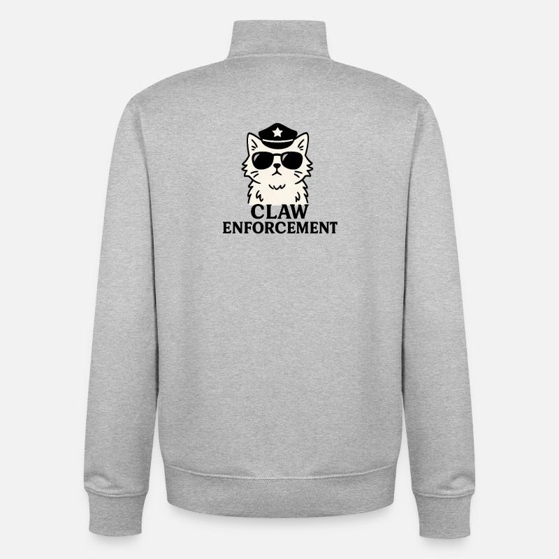 Claw Enforcement - Chemise de chat drôle - Sweat zippé unisexe en coton bio Stanley/Stella - gris chiné