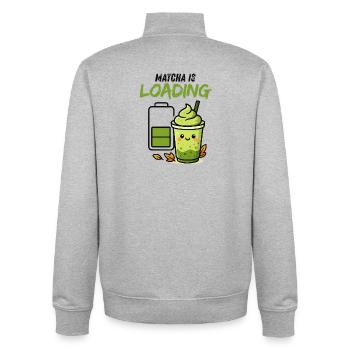 Loading Screen Green Smoothie Matcha Viral - Unisex Organic Zip Sweatshirt by Stanley/Stella - heather grey - Back - AI Model Male 185 light (185cm)