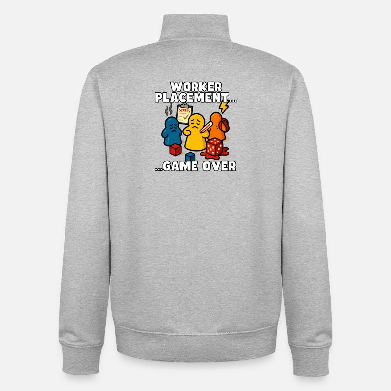 Placement d’ouvriers : Game Over - Sweat zippé unisexe en coton bio Stanley/Stella - gris chiné