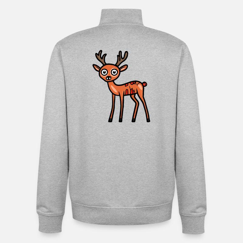 Deer Halloween Comic Funny - Unisex Organic Zip Sweatshirt by Stanley/Stella - heather grey