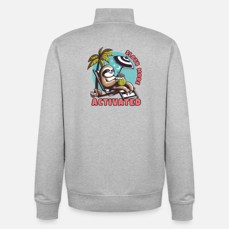 Faultiermodus - Sloth Mode Activated Faultier Rela - Unisex Organic Zip Sweatshirt von Stanley/Stella - Grau meliert