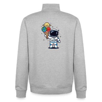 Astronaut Artwork Food Space Humor - Unisex Organic Zip Sweatshirt by Stanley/Stella - heather grey - Back - AI Model Male 185 light (185cm)