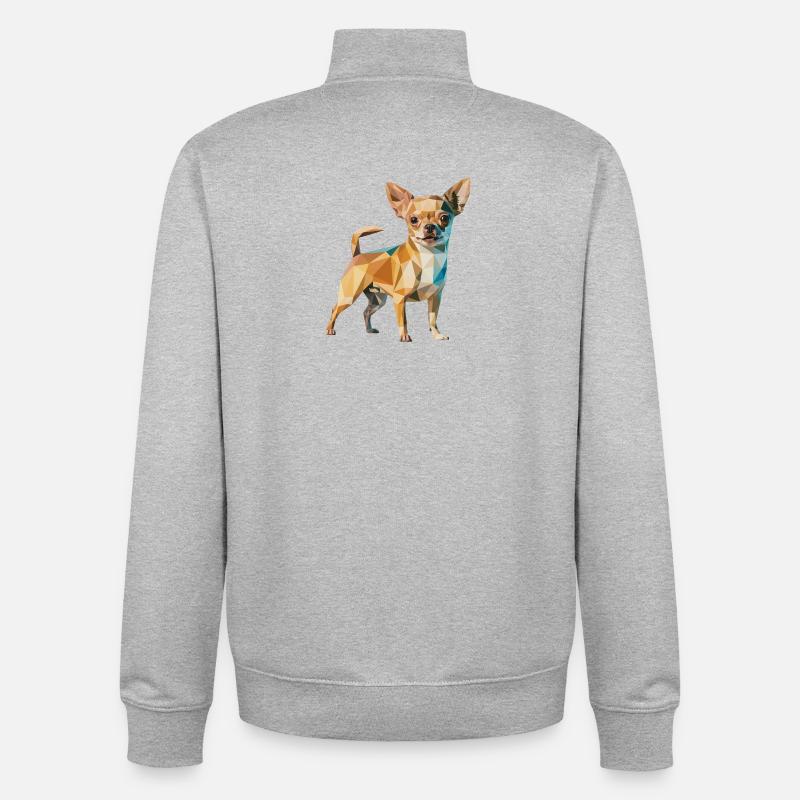 Chihuahua - Cool Low Poly  Logo - Sweat zippé unisexe en coton bio Stanley/Stella - gris chiné